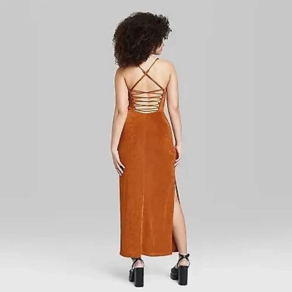 Women's Lace-Up Back Maxi Bodycon Dress - Wild Fable - Rust XXL - Picture 2 of 7